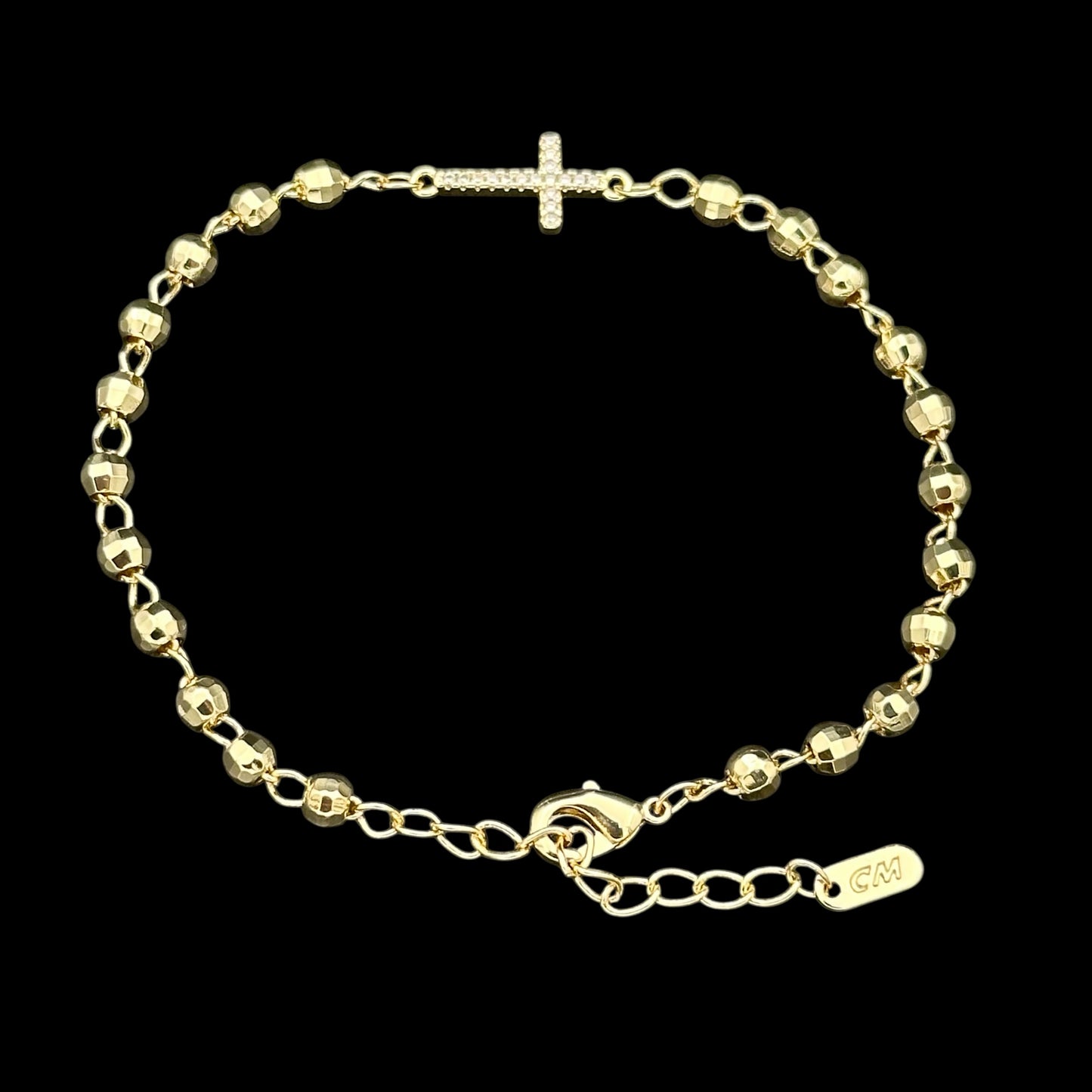 Brățară Rosary Cross Placată cu Aur 18K