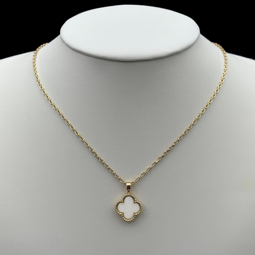 Lantisor Trifoi Auriu cu Alb Placat cu Aur 18K