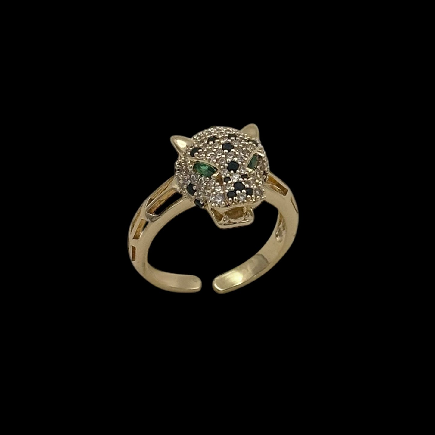Inel reglabil Panthera Frost Placat cu Aur 18K
