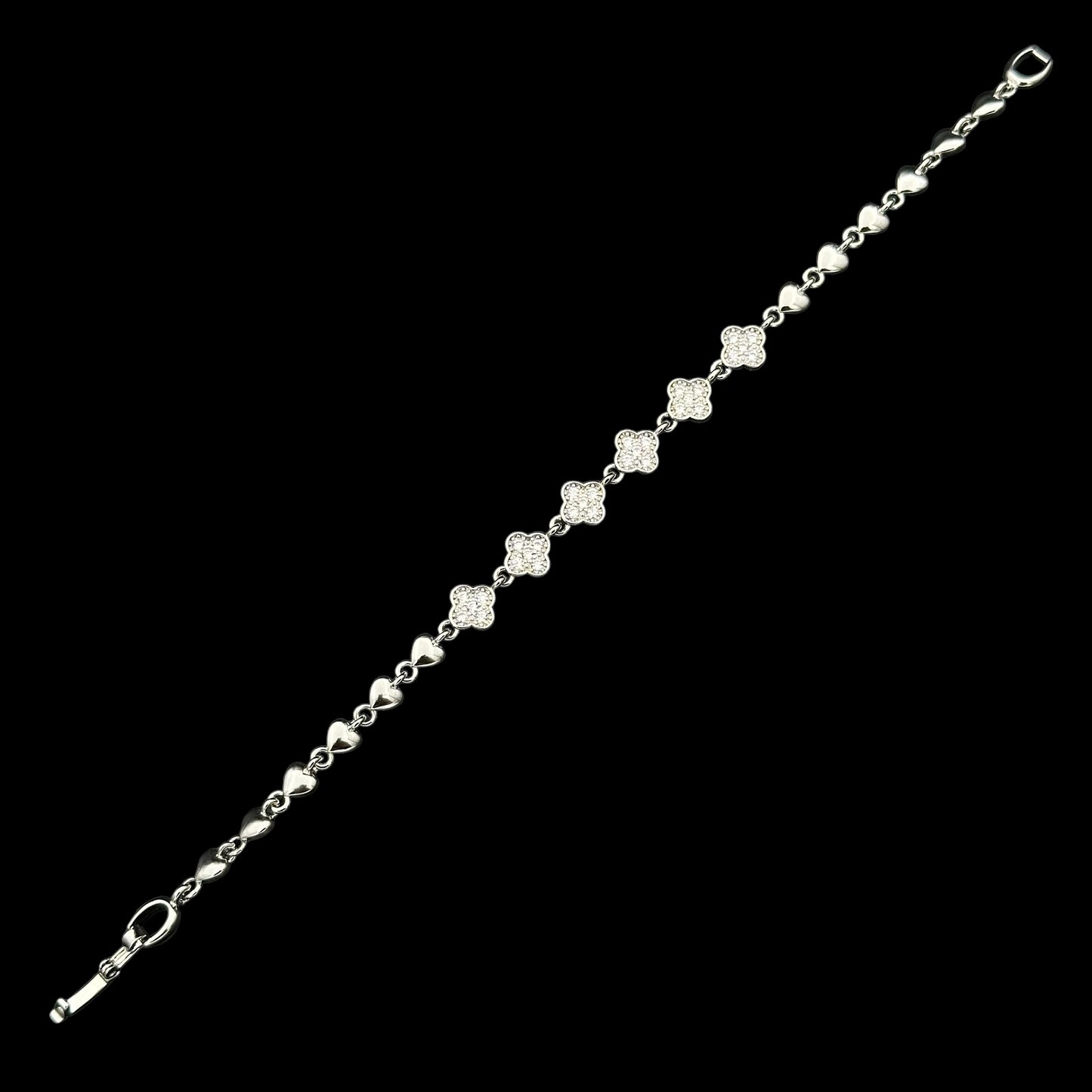 Brățară Trifoi Vintage Placată cu Aur Alb