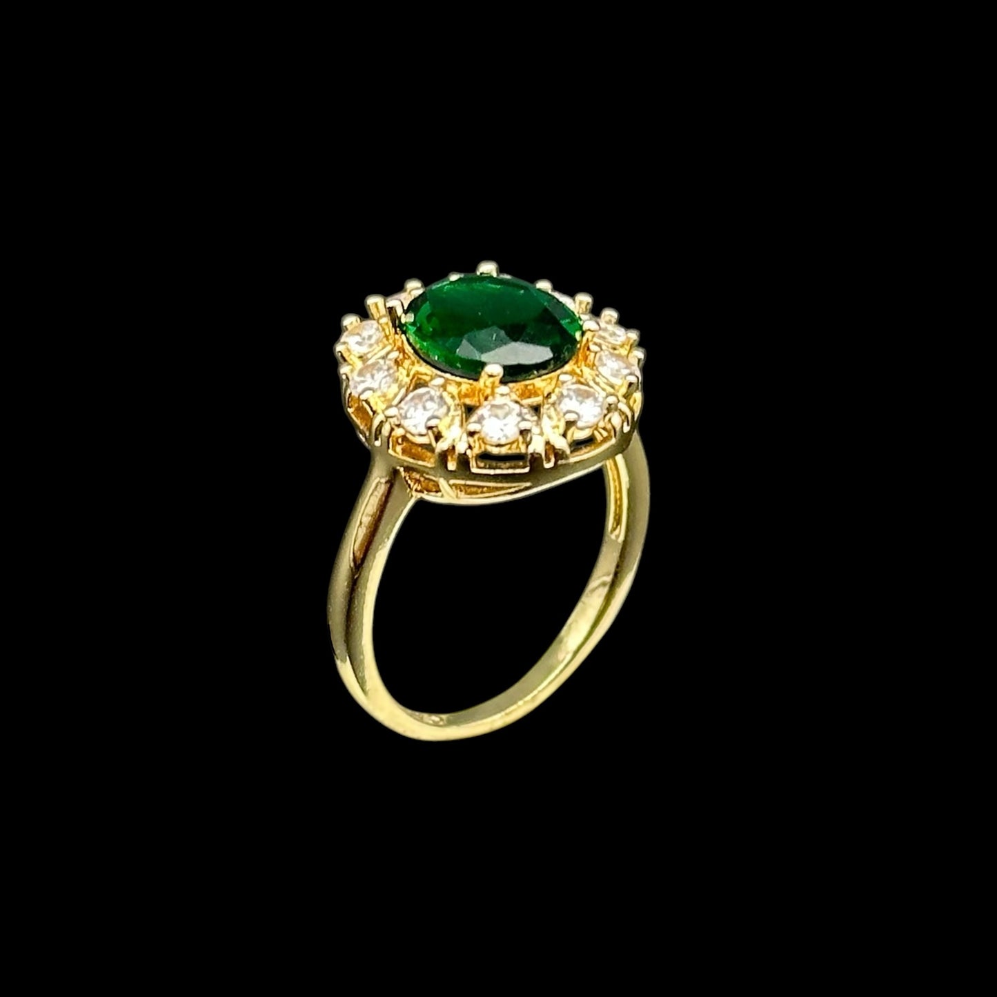 Inel Flower Green Placat cu Aur 18K