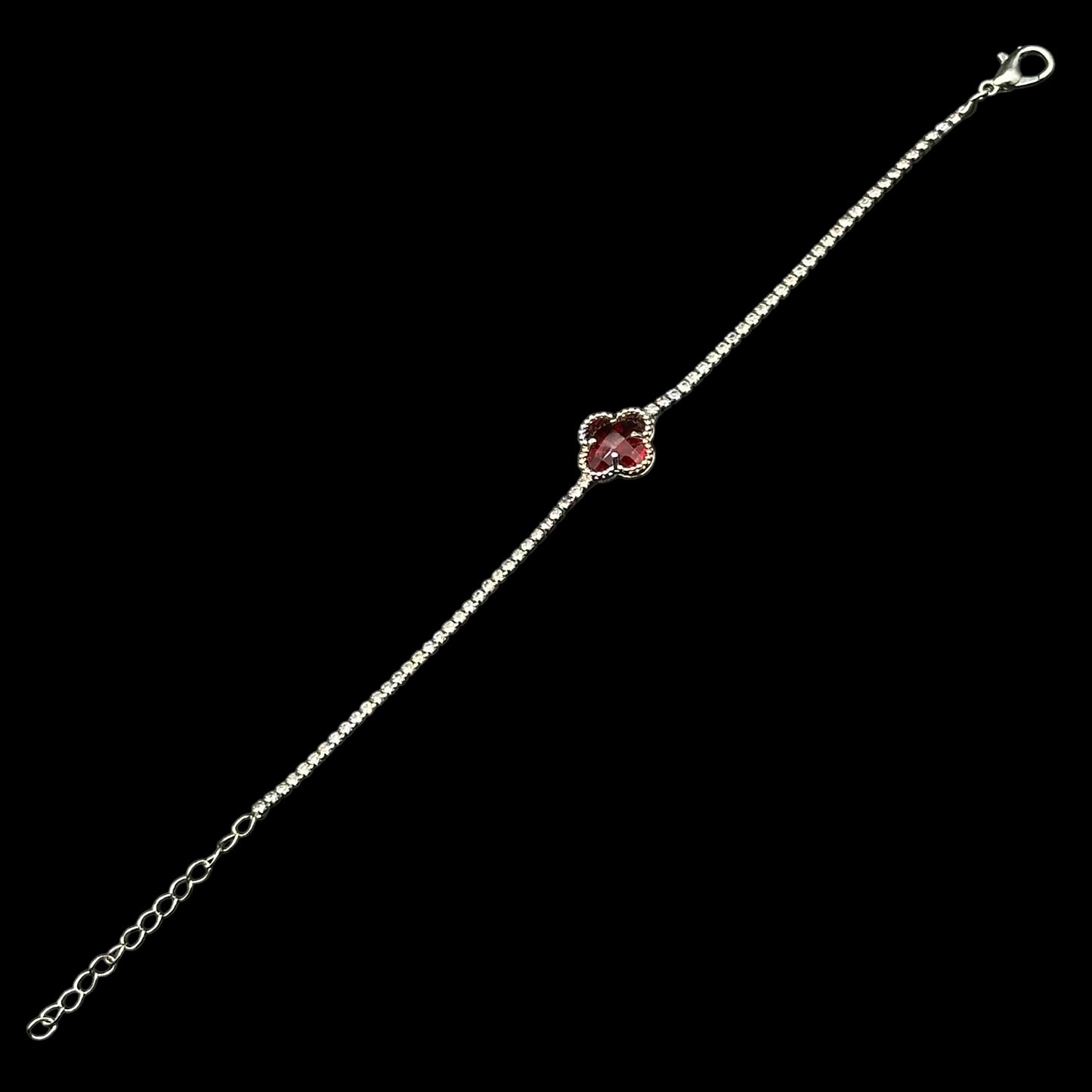 Brățară Tennis Trifoi Red Silver