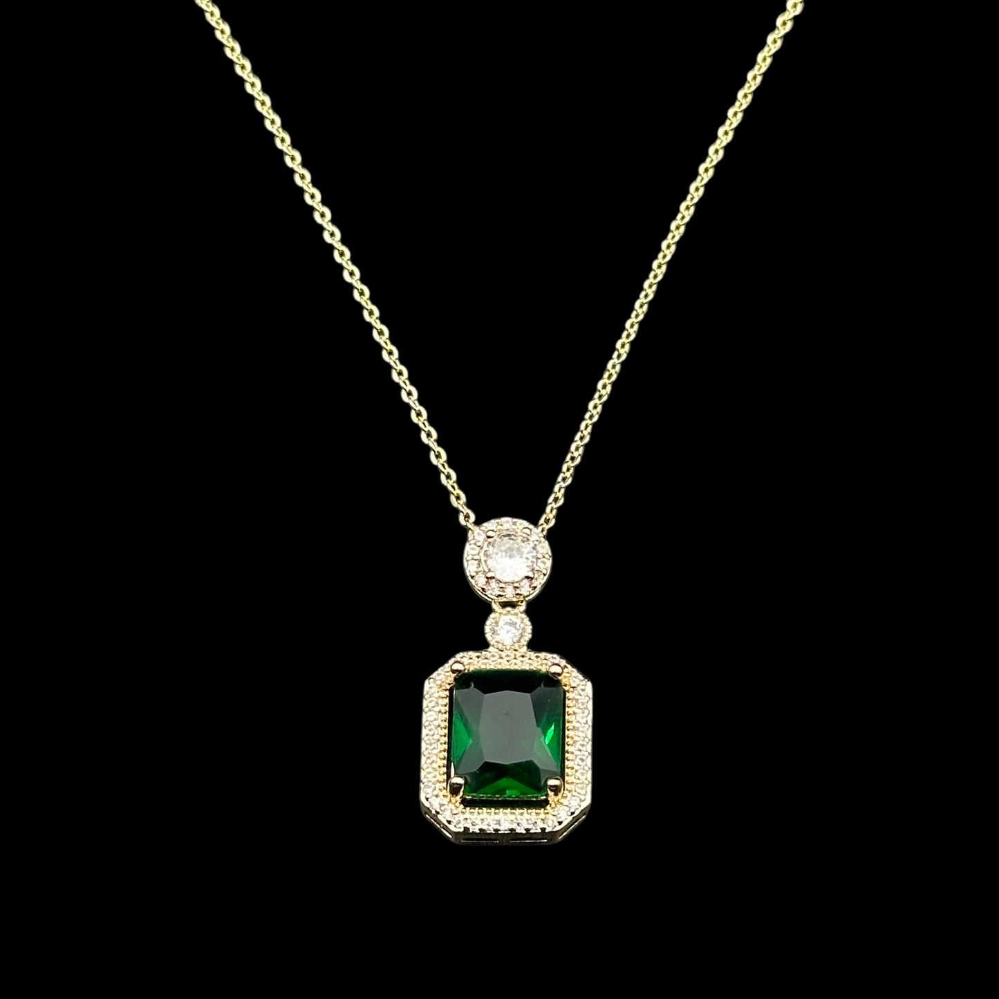 Colier Diamond Green Placat cu Aur 18K