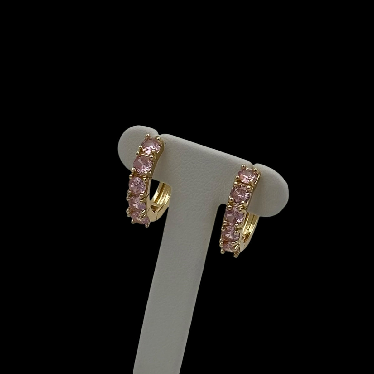 Cercei Mini Crystal Pink Placati cu Aur 18K