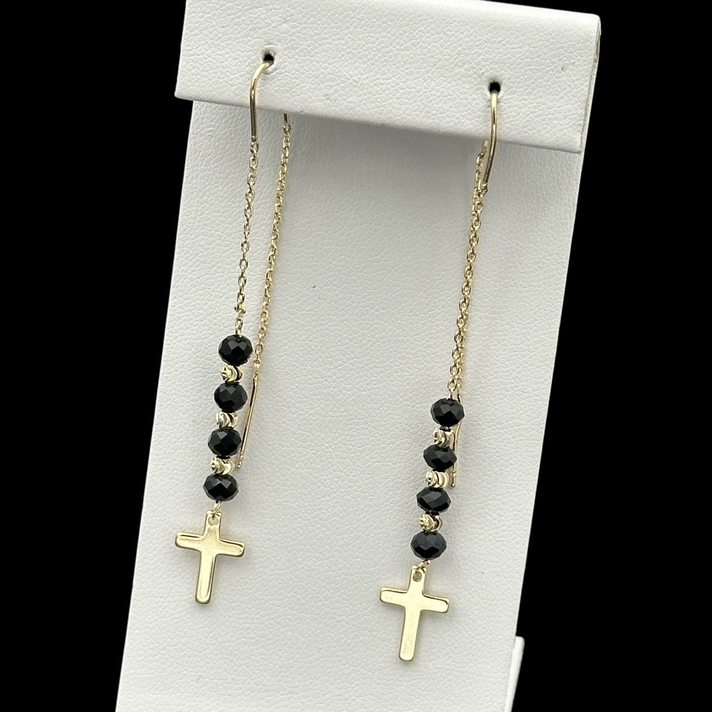 Cercei Onyx Cross Placați cu Aur 18K