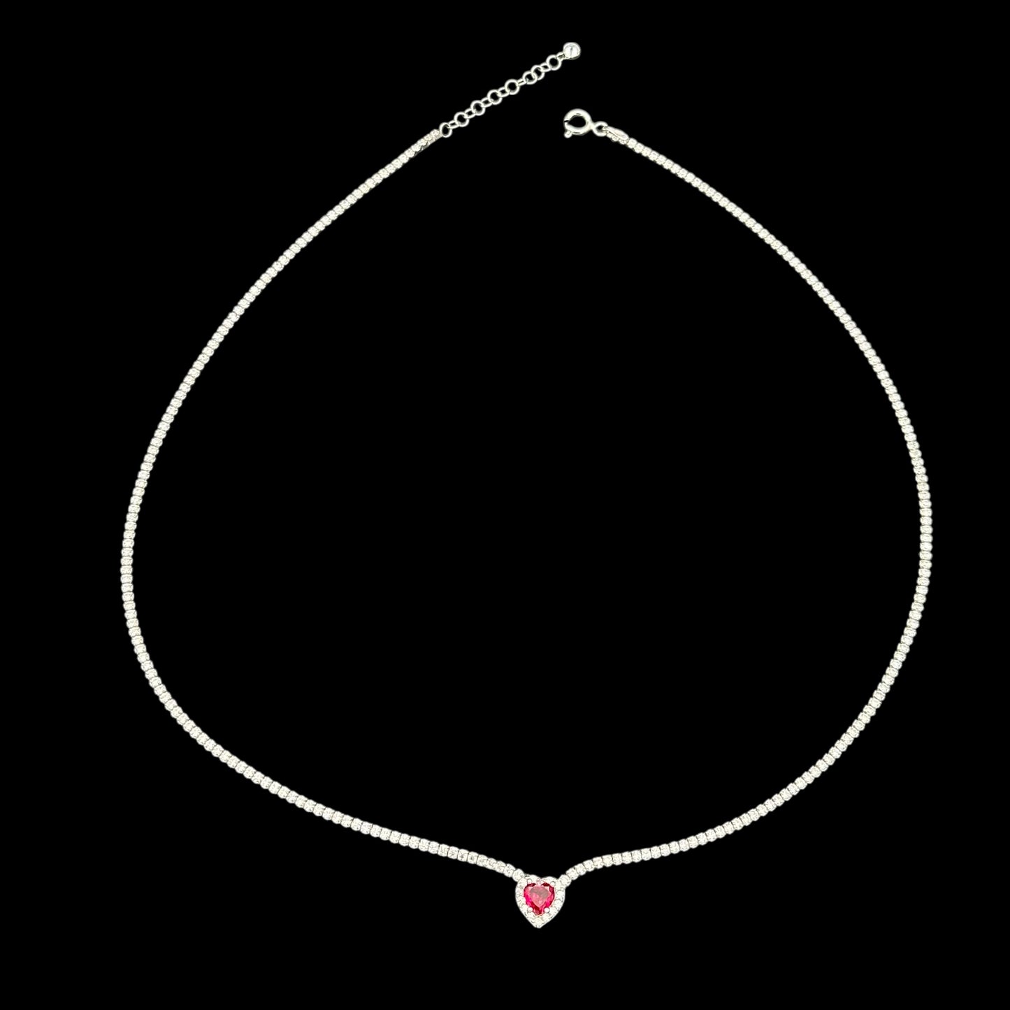 Colier Tennis Love Fuchsia Argint