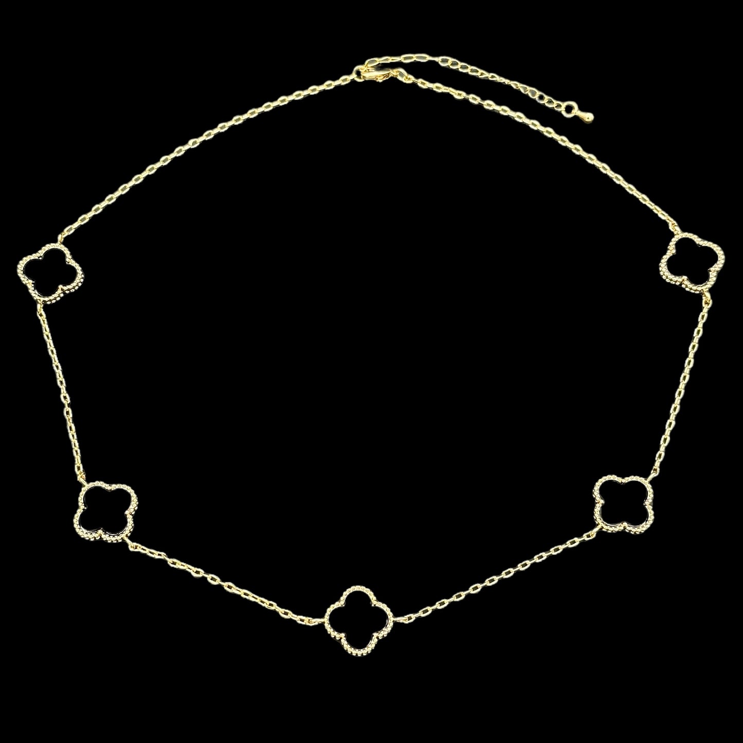Colier Trifoi Auriu cu Negru Placat cu Aur 18K