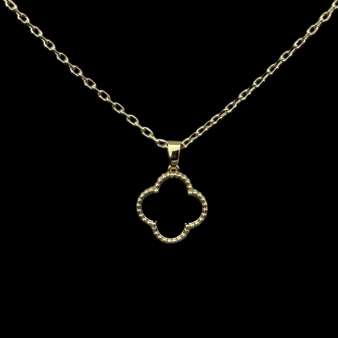Lantisor Trifoi Auriu cu Negru Placat cu Aur 18K
