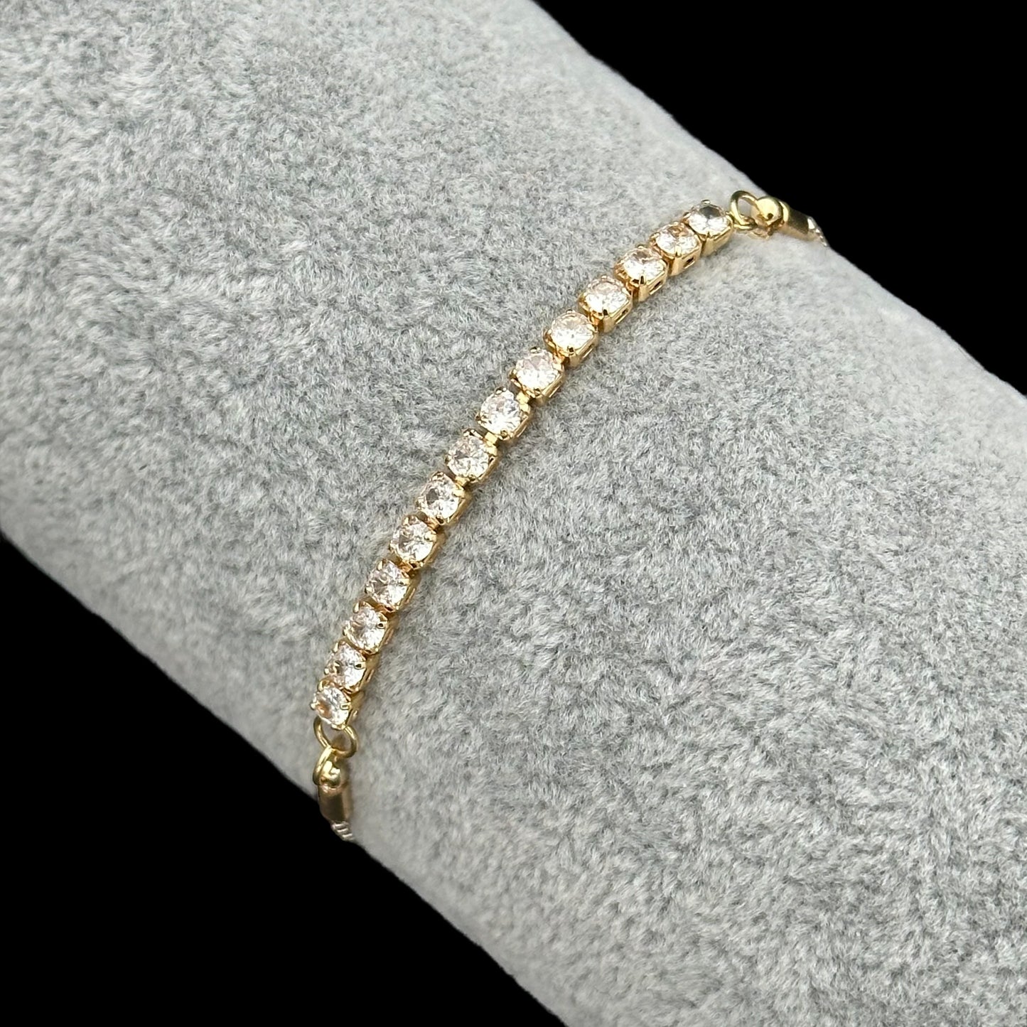 Brățară reglabilă Tennis 3mm Placată cu Aur 18K