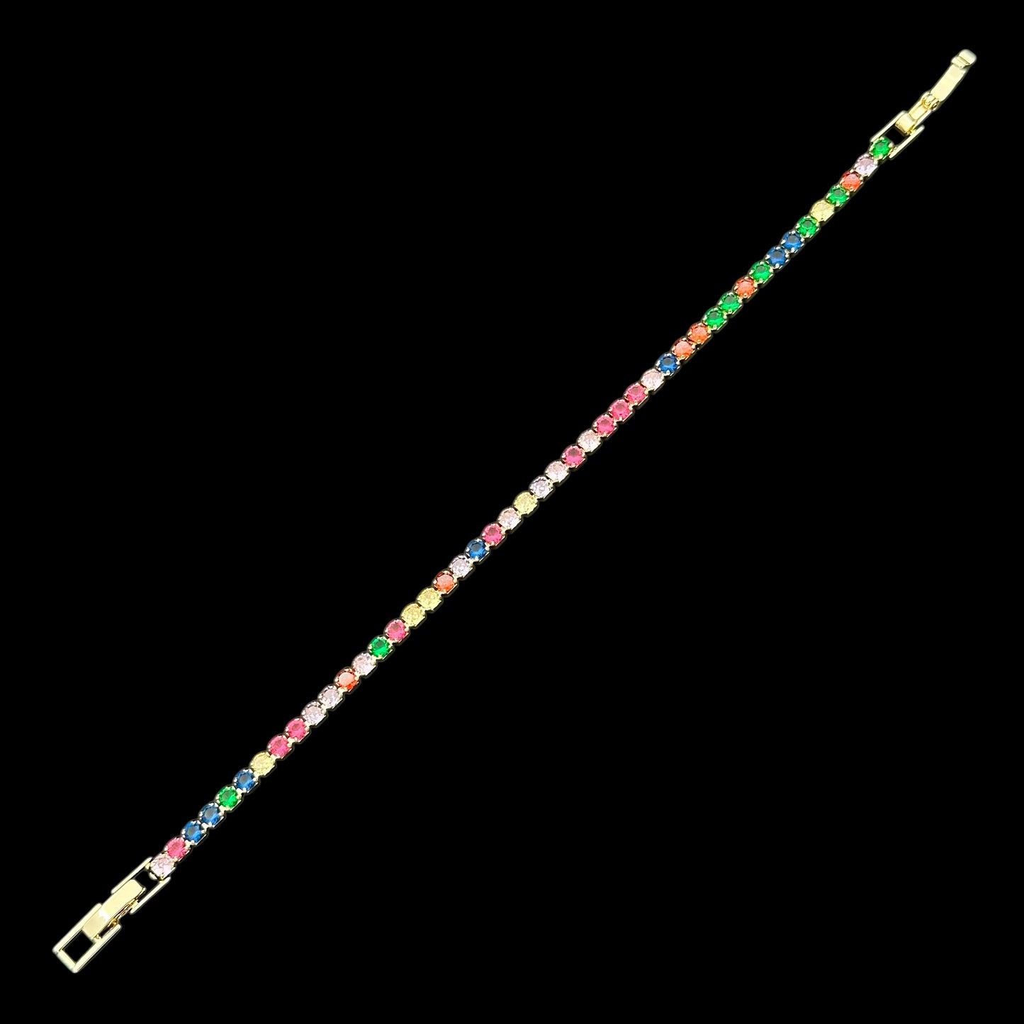 Brățară Tennis 3mm Multicolor Placată cu Aur 18K