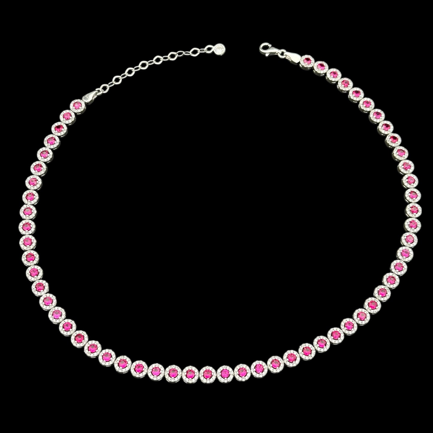 Colier Tennis Angely Fuchsia Argint