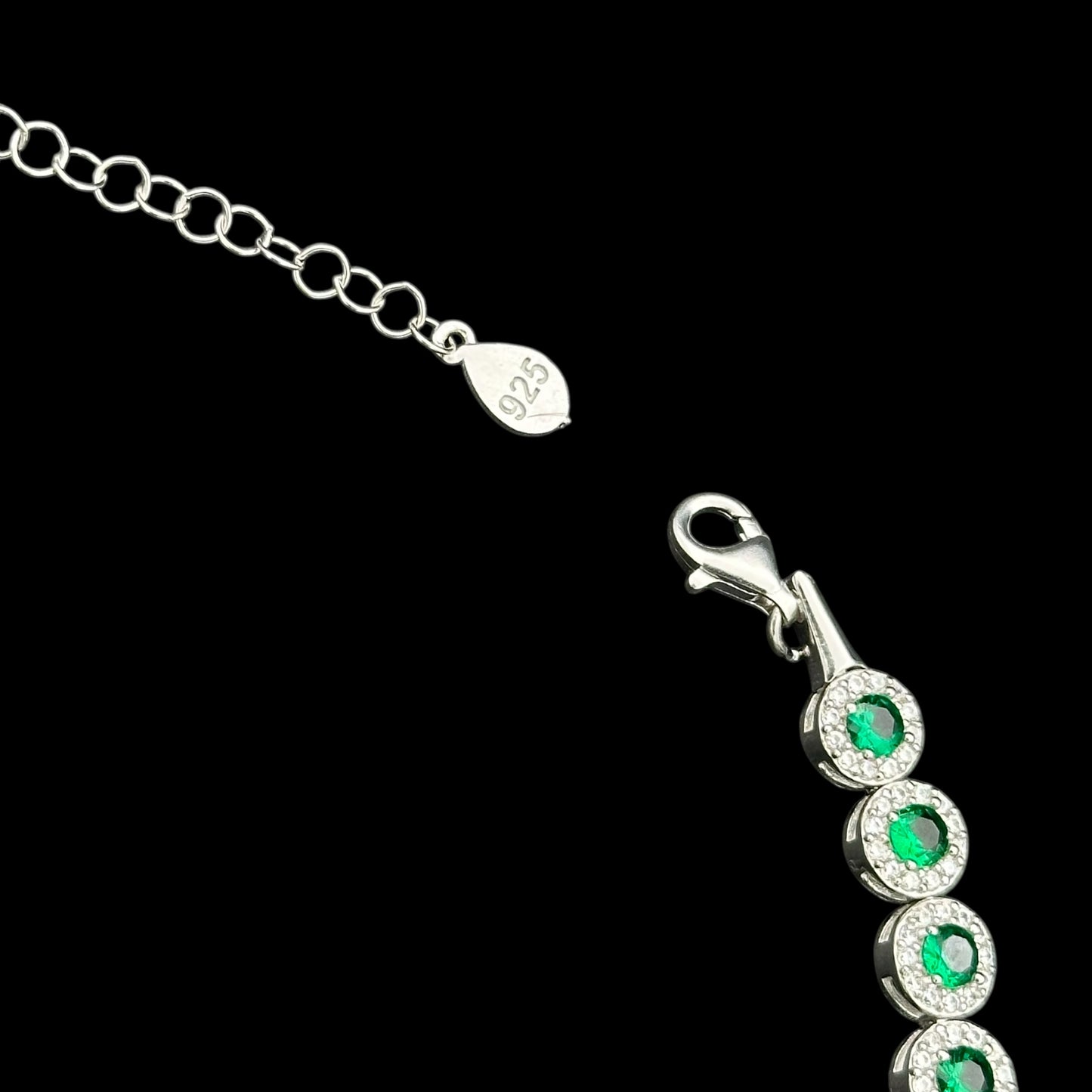 Colier Tennis Angely Green Argint