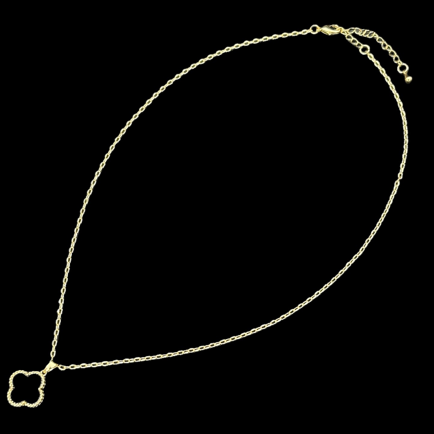 Lantisor Trifoi Auriu cu Negru Placat cu Aur 18K