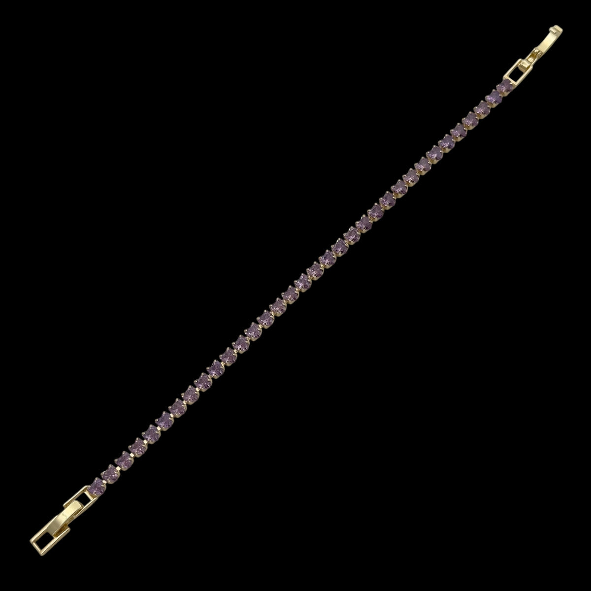 Bratara Tennis Love Purple Placata cu Aur 18K