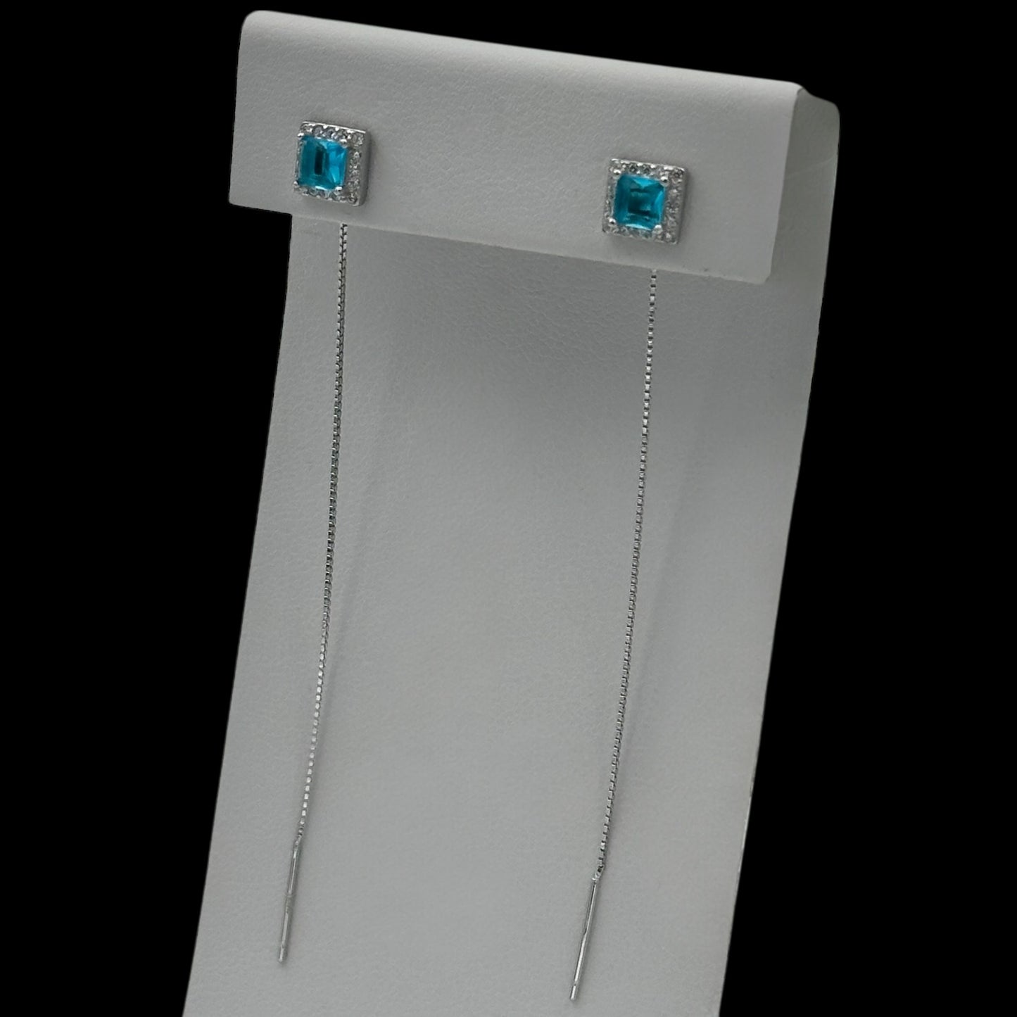 Cercei Square Light Blue Argint