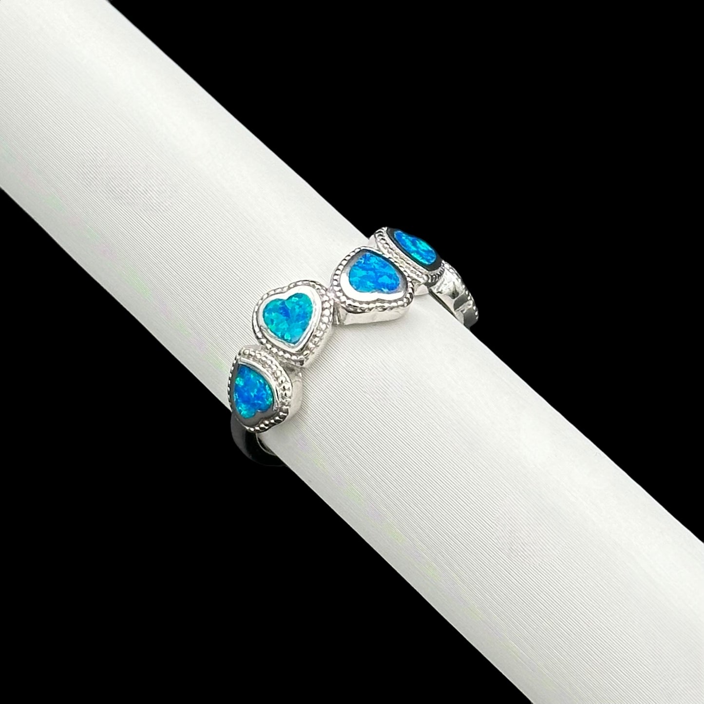 Inel Hearts Blue Opal Argint