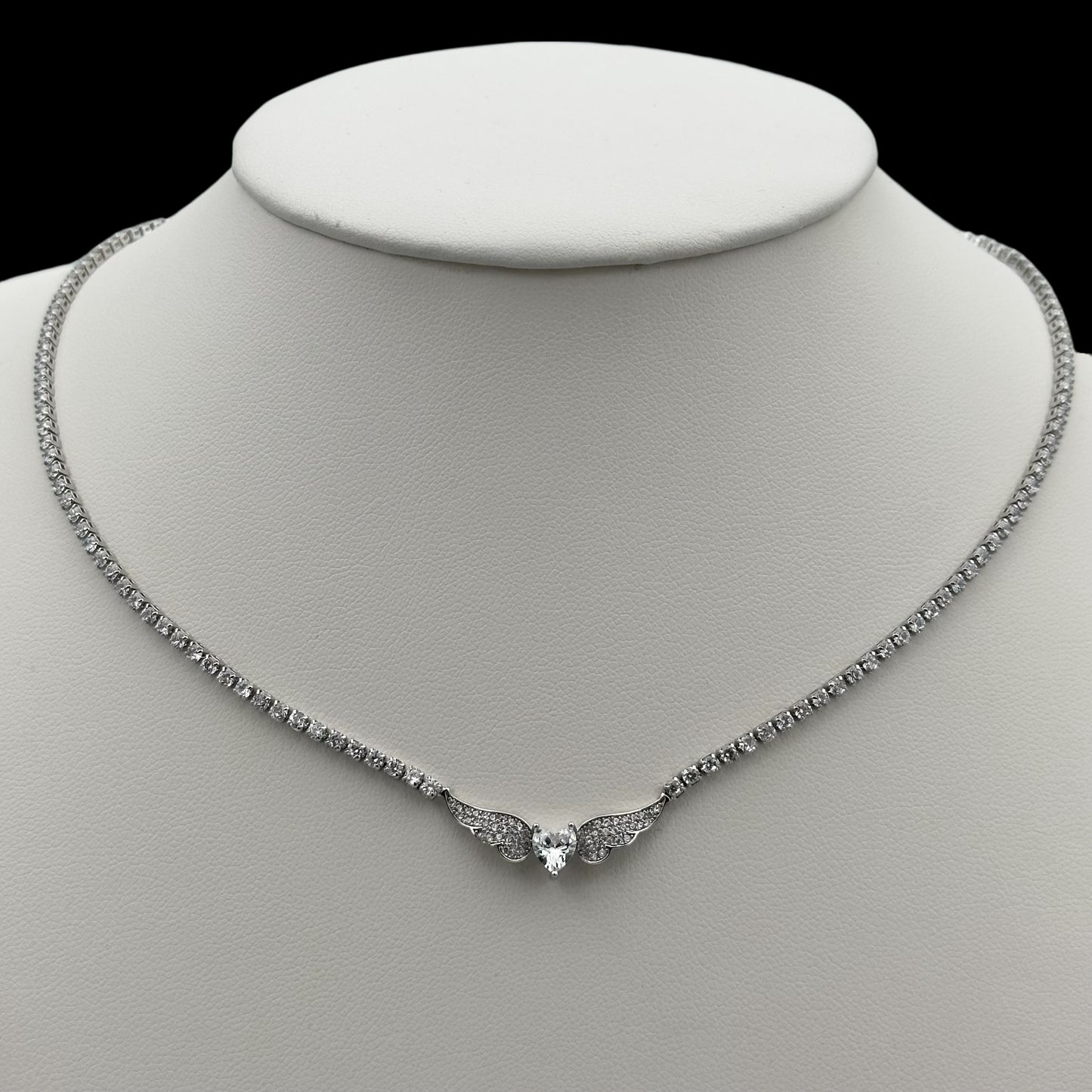 Colier Tennis Angel Wings Placat cu Aur Alb