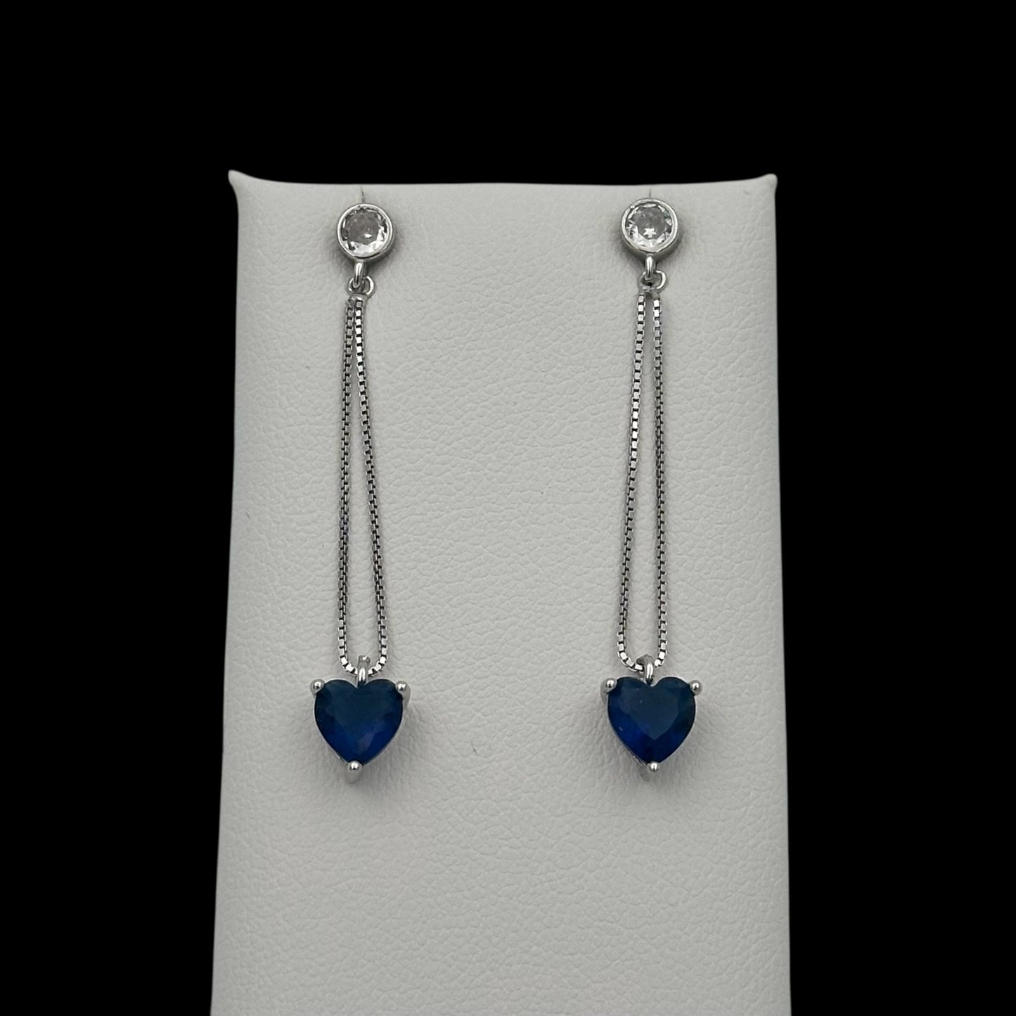 Cercei Heart Drop Blue Argint