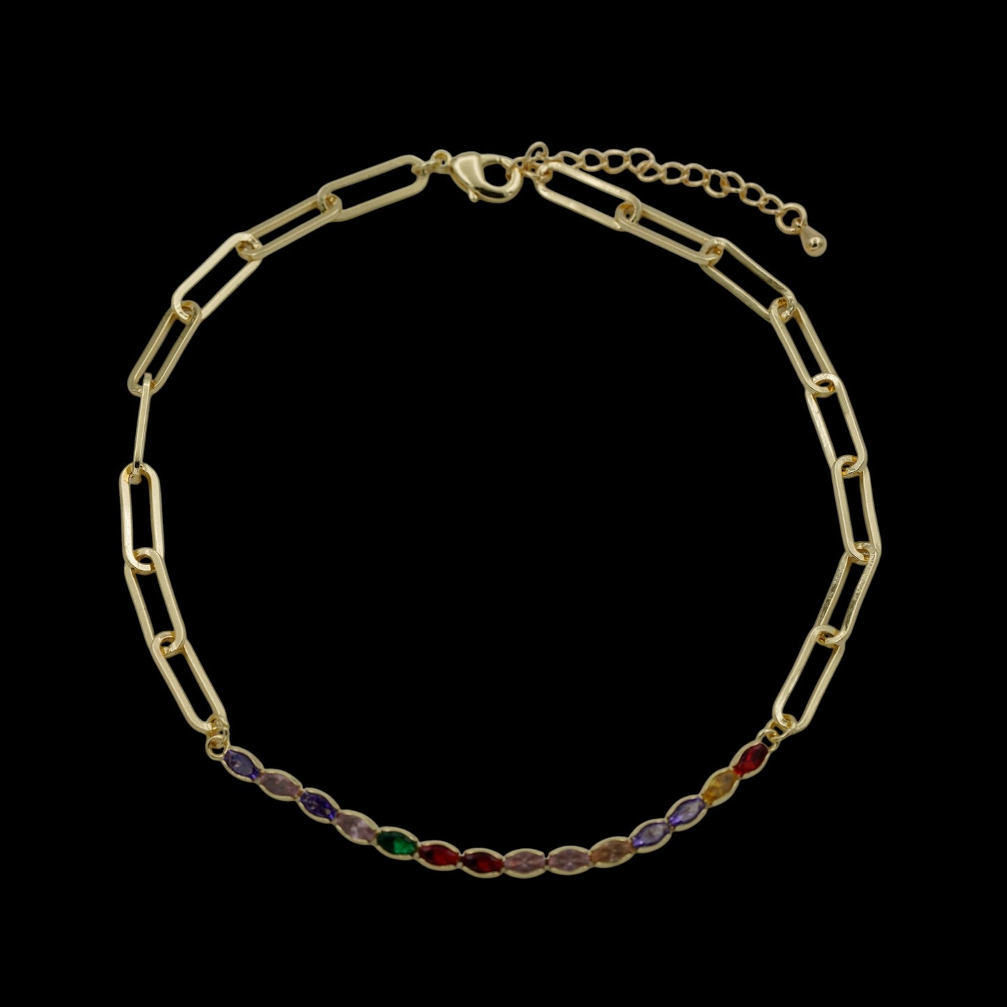 Bratara de picior Rainbow Link Placata cu Aur 18K