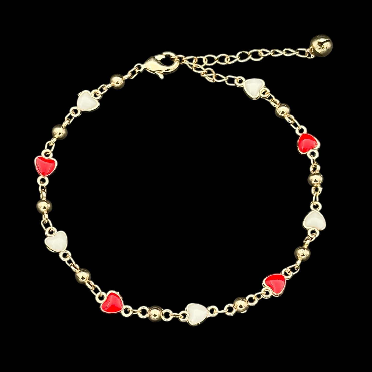 Brățară de picior Hearts Red Placată cu Aur 18K