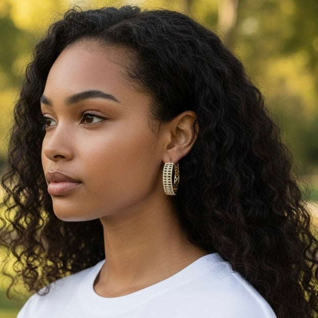 Cercei Circle Luxury Placați cu Aur 18K