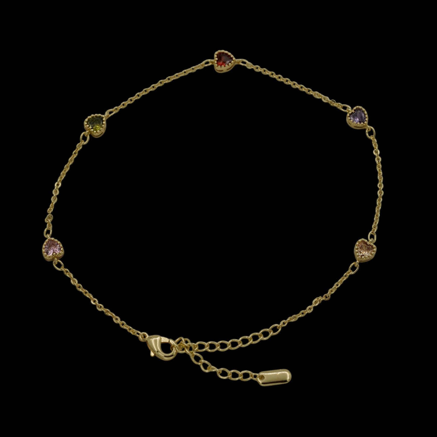 Bratara de picior Multicolor Hearts Placata cu Aur 18K