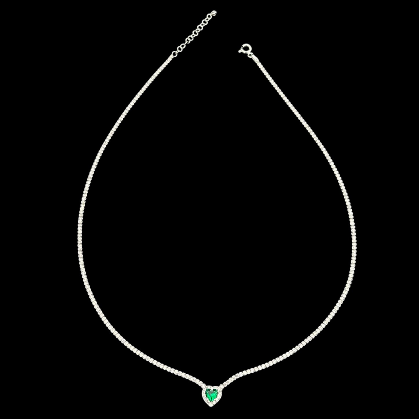 Colier Tennis Love Green Argint