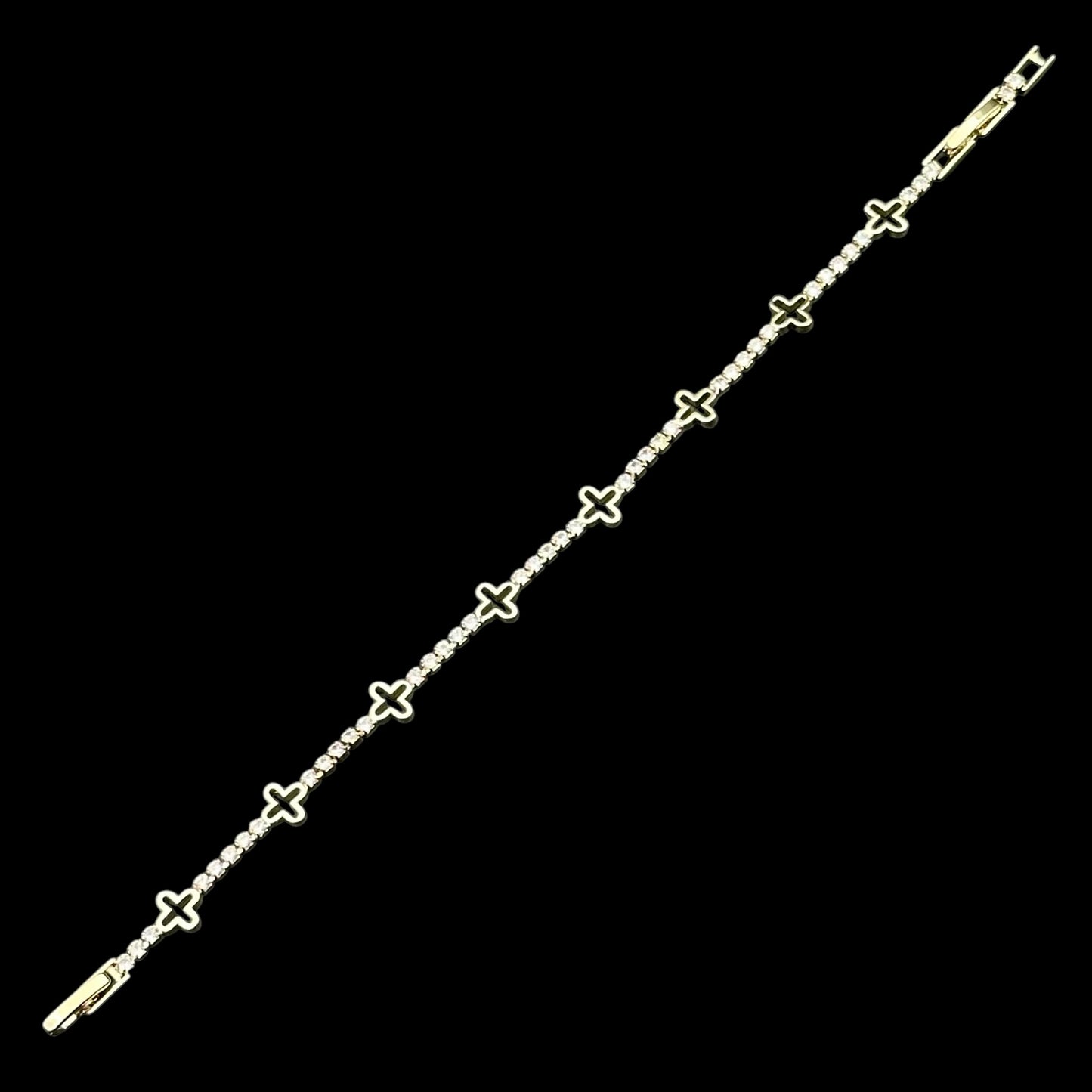 Brățară Tennis Trifoi 2mm Placată cu Aur 18K