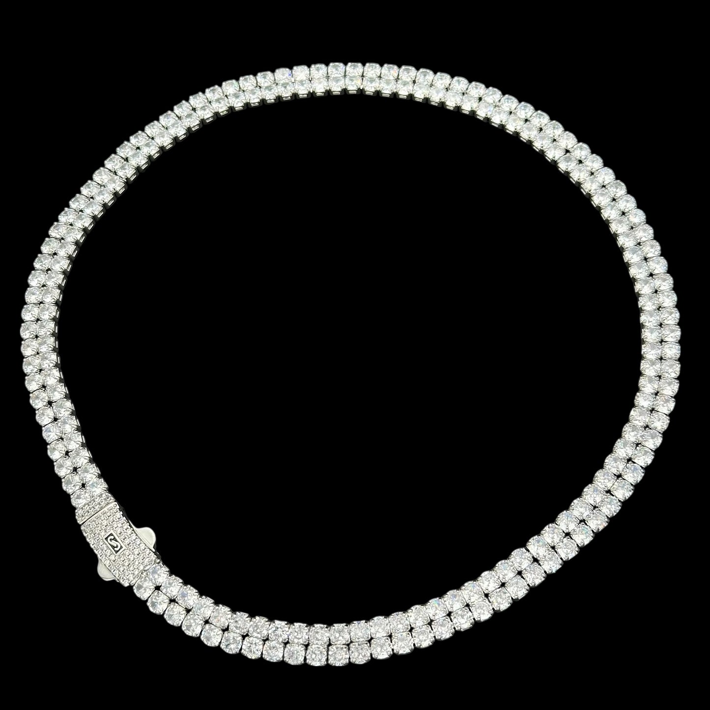 Colier Tennis Double Miami Placat cu Aur Alb