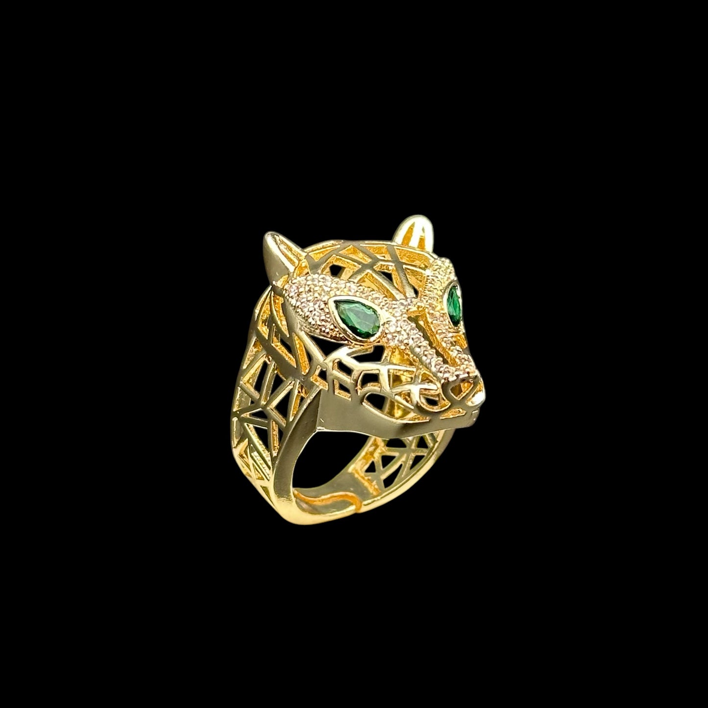 Inel reglabil Panthera Placat cu Aur 18K