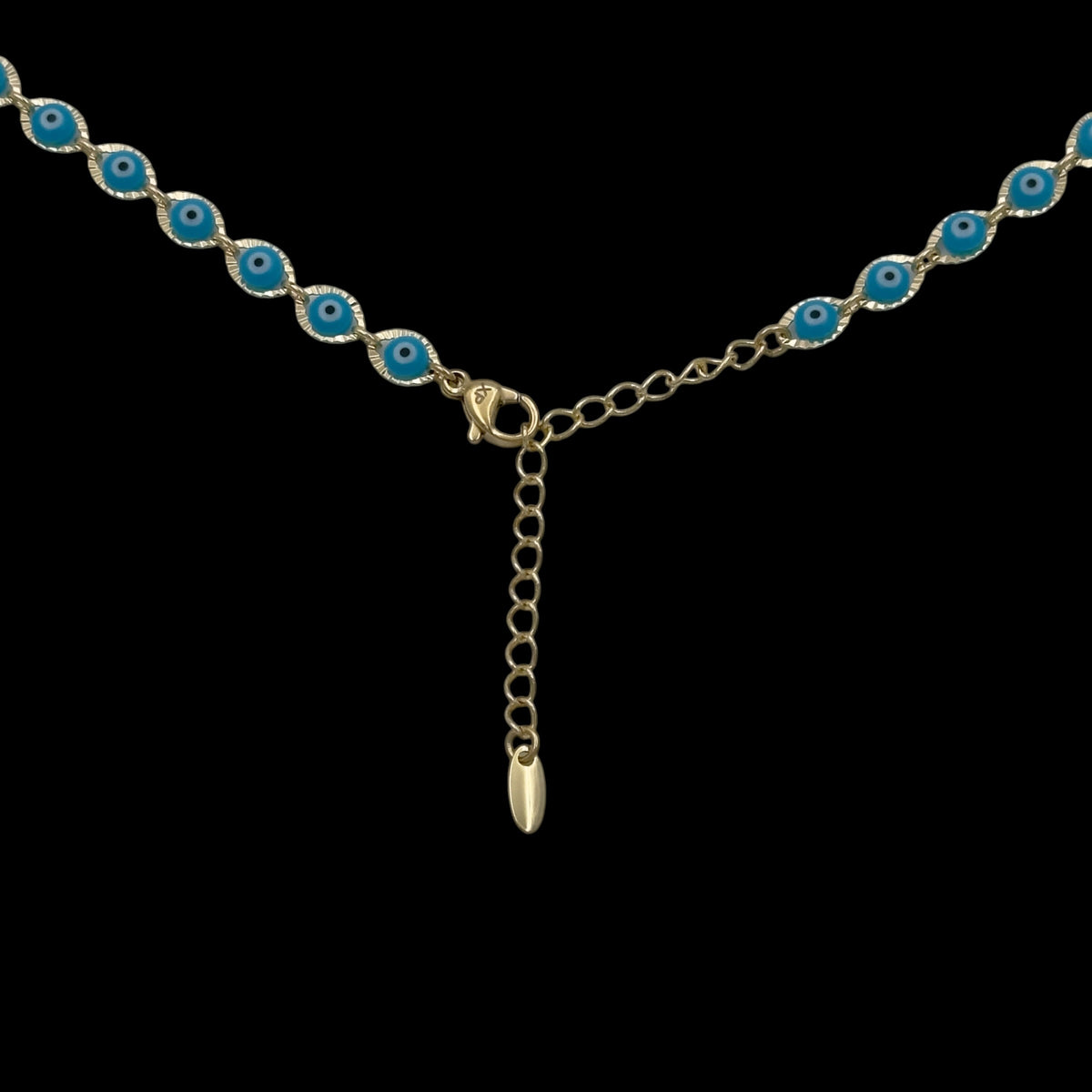 Colier Evil Eye Blue Placat cu Aur 18K