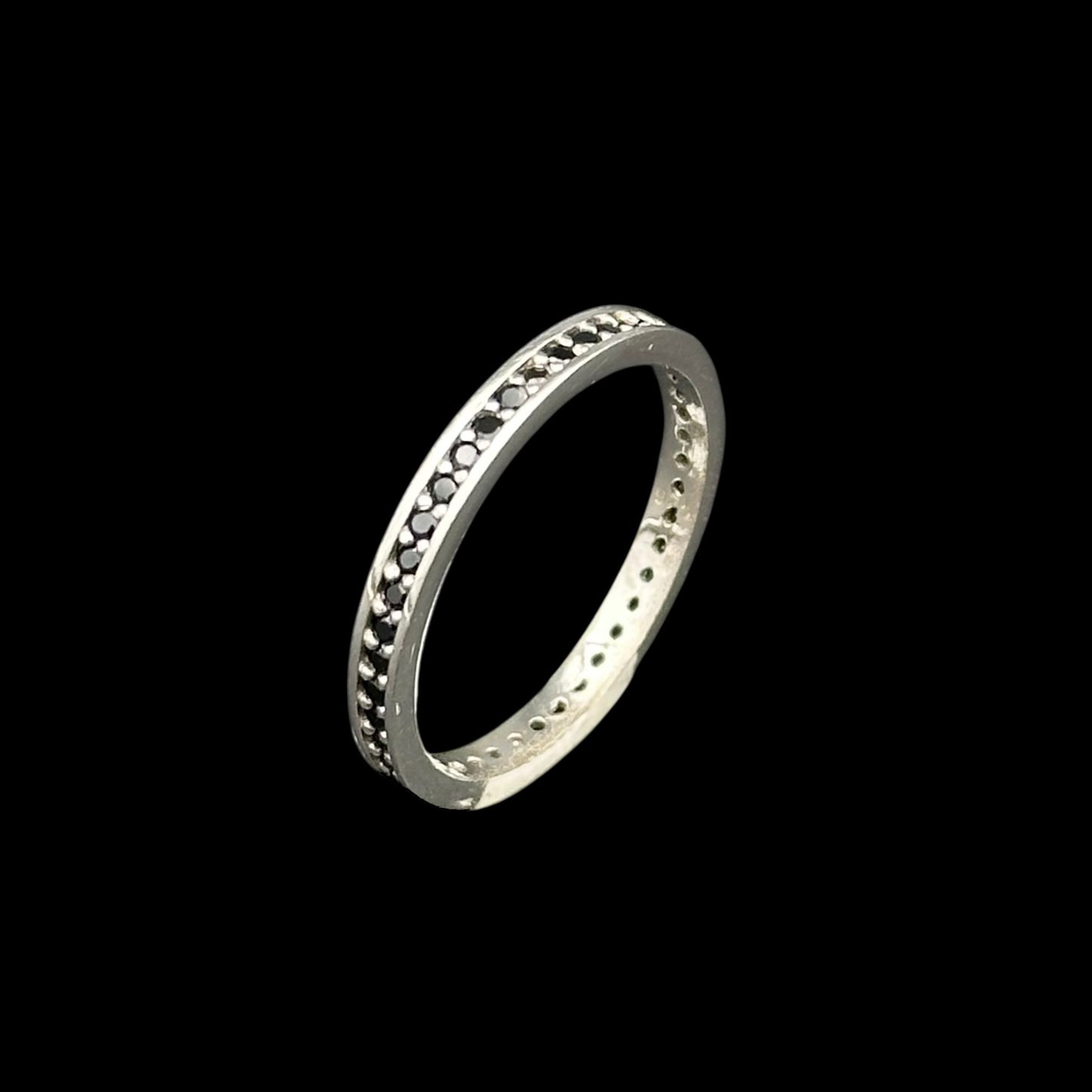 Inel Tennis Black Argint