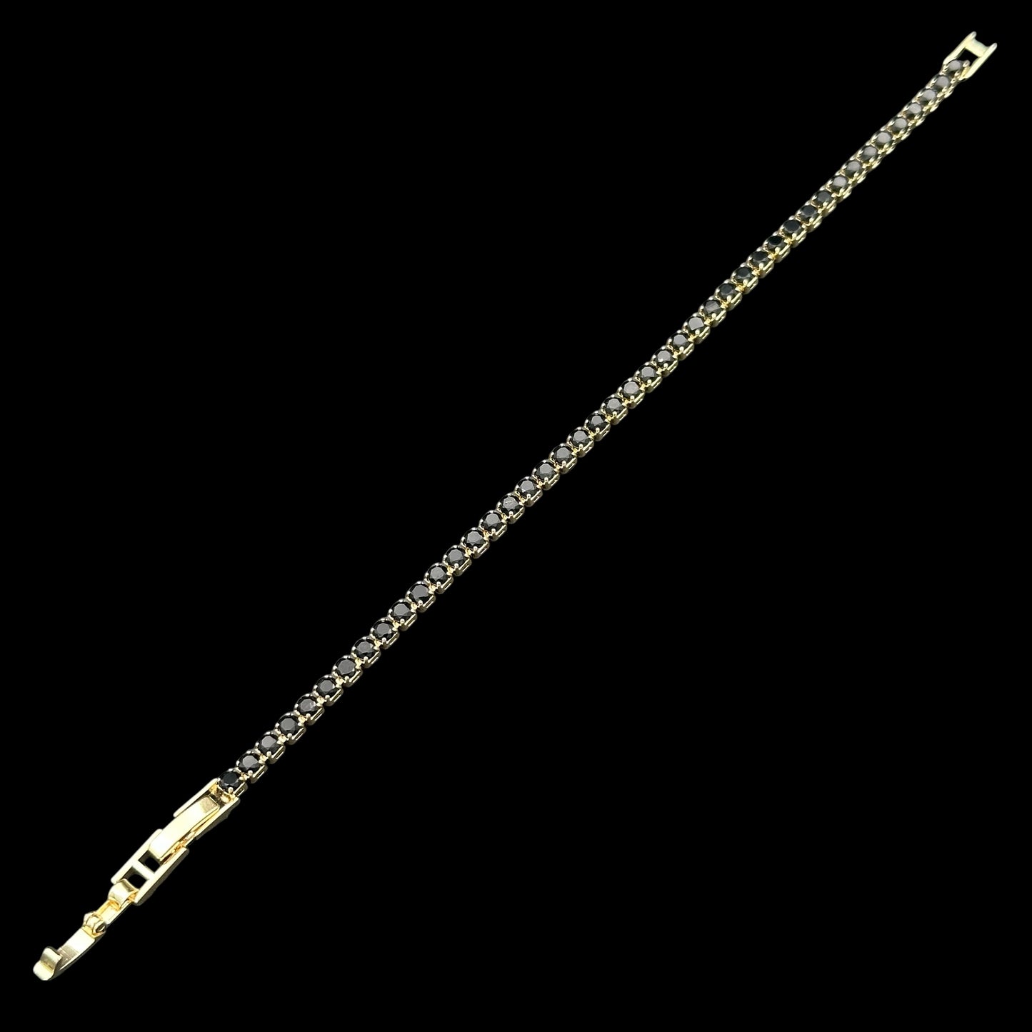 Brățară Tennis 3mm Black Placată cu Aur 18K