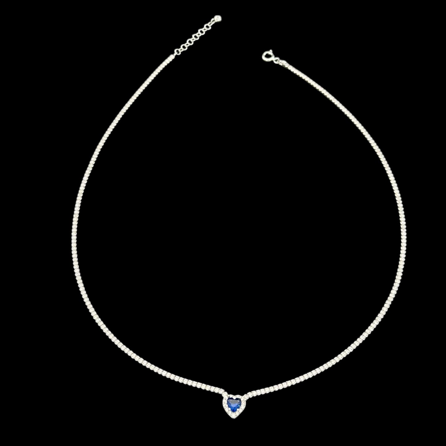 Colier Tennis Love Blue Argint