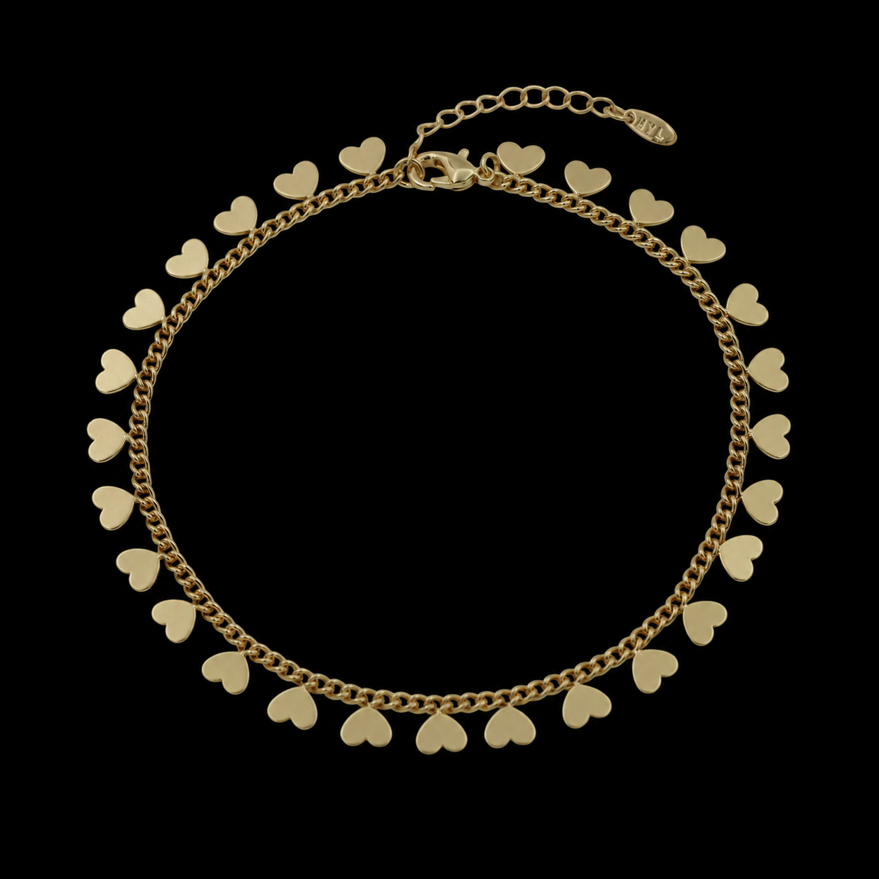 Bratara de picior Loving Hearts Placata cu Aur 18K