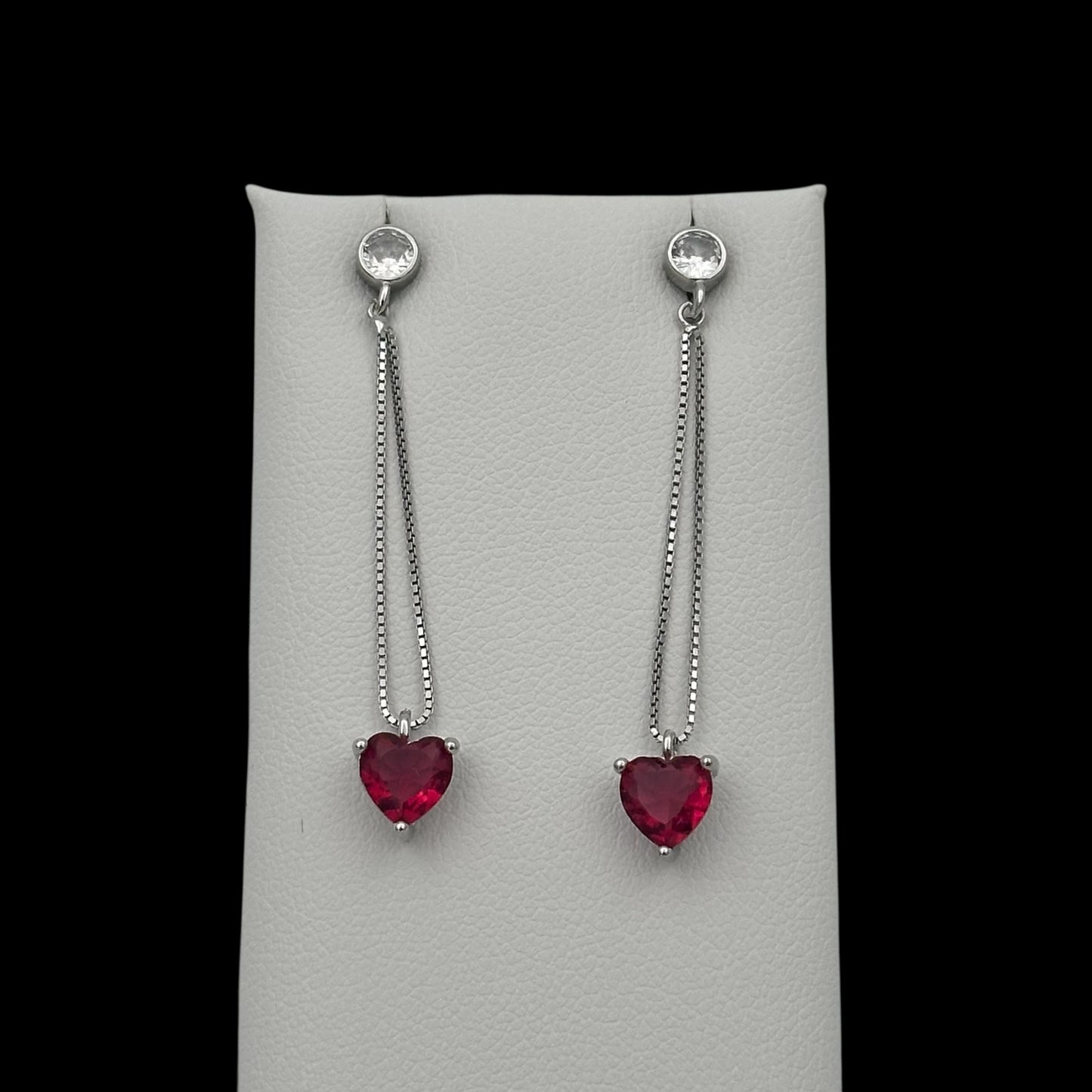 Cercei Heart Drop Fuchsia Argint