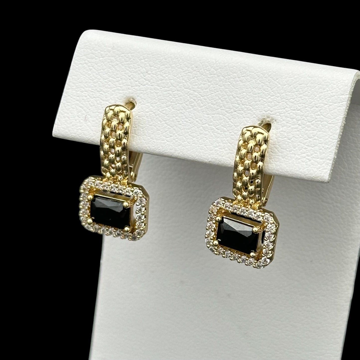 Cercei Black Love Placați cu Aur 18K