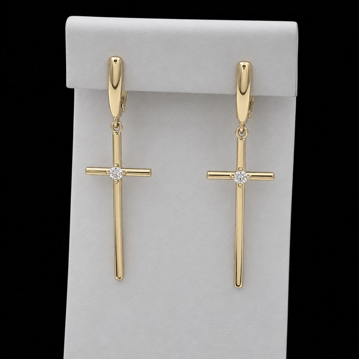 Cercei Cross Clear Placati cu Aur 18K