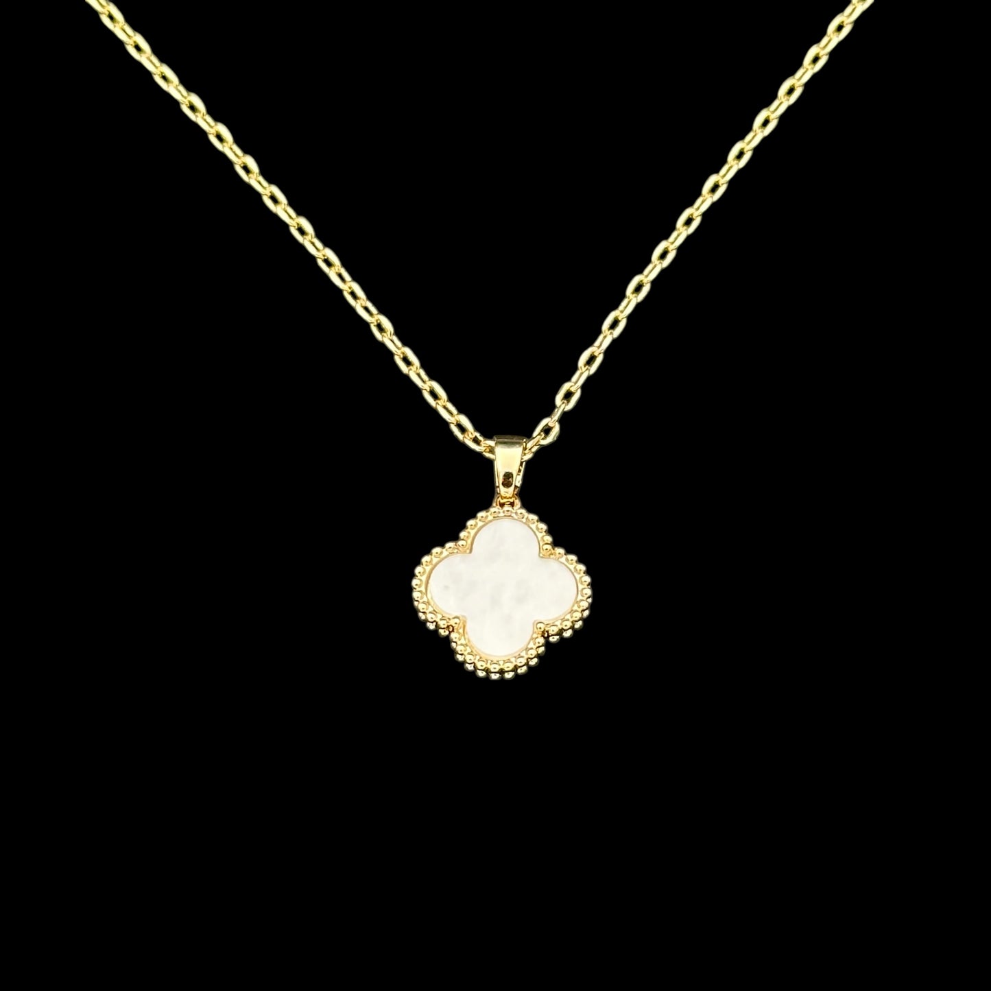 Lantisor Trifoi Auriu cu Alb Placat cu Aur 18K