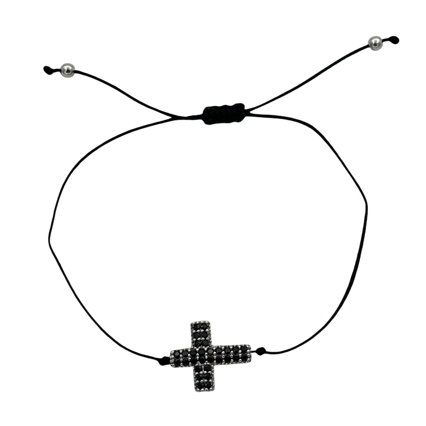 Bratara reglabila Cross Black Argint