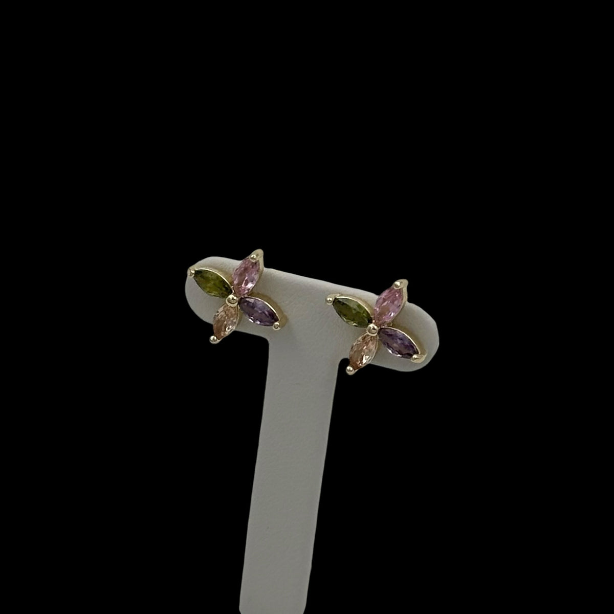 Cercei Mini Flower Multicolor Placati cu Aur 18K