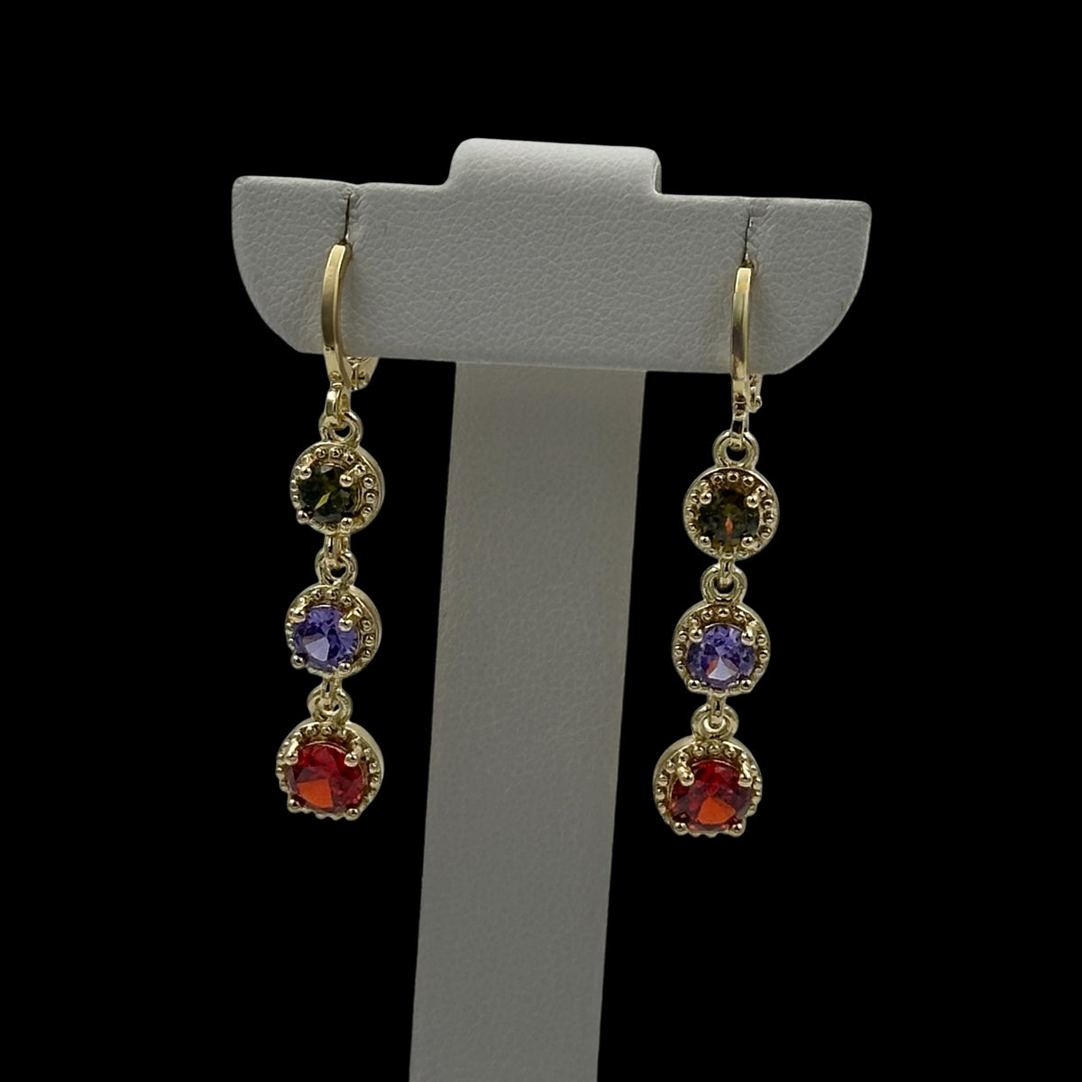 Cercei Trinity Multicolor Placati cu Aur 18K