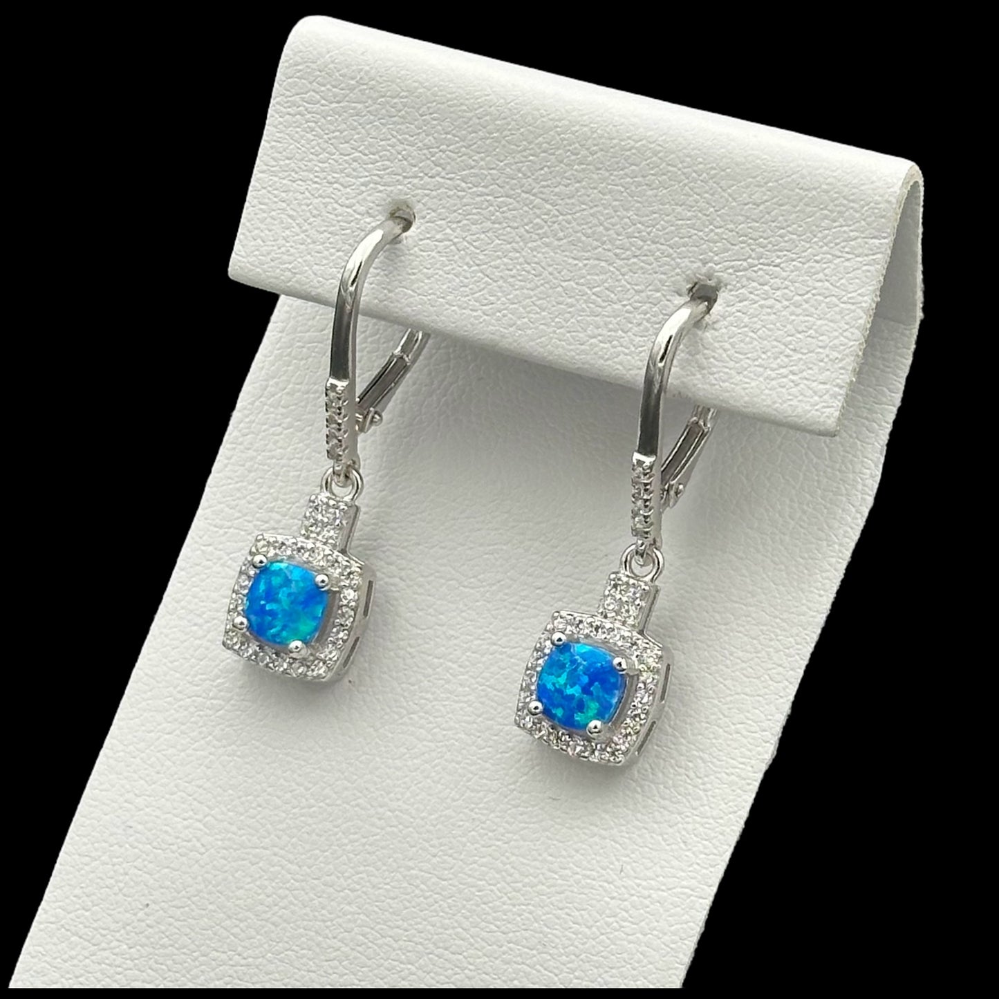 Cercei Diamond Blue Opal Argint