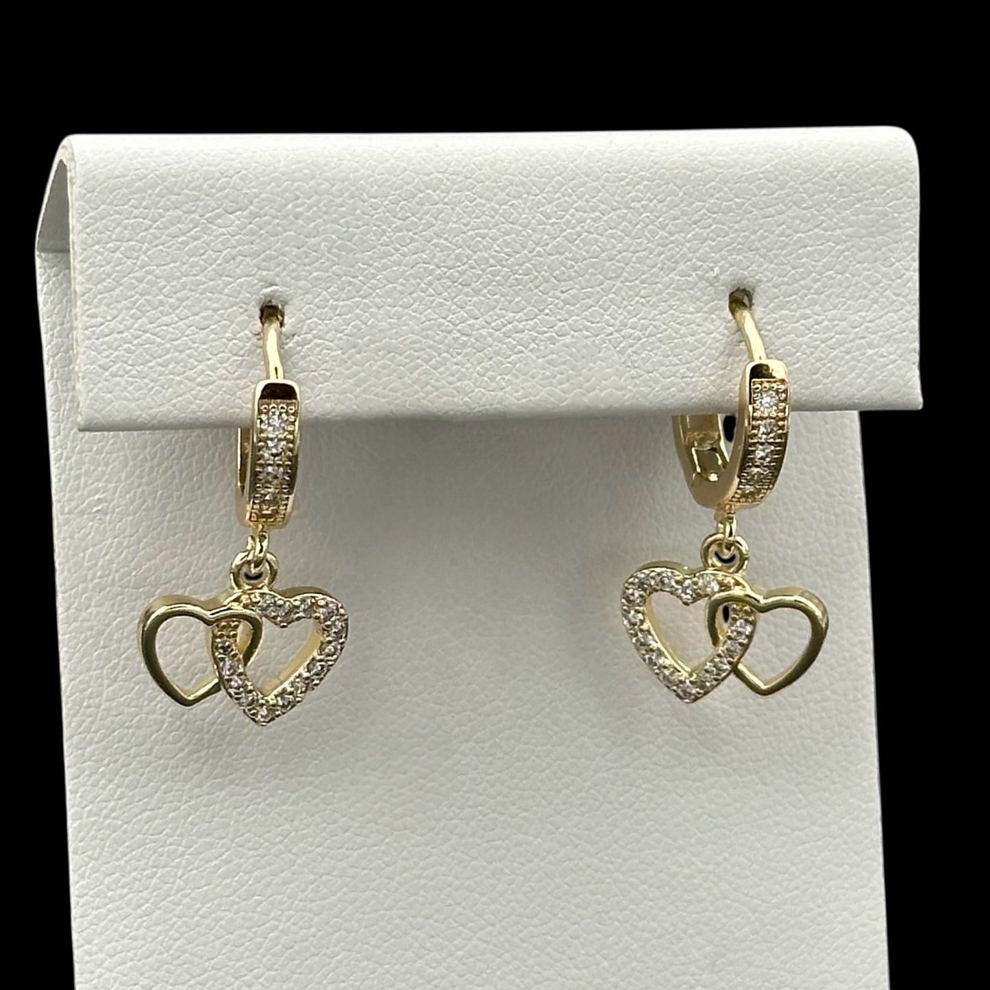 Cercei Double Heart Placați cu Aur 18K