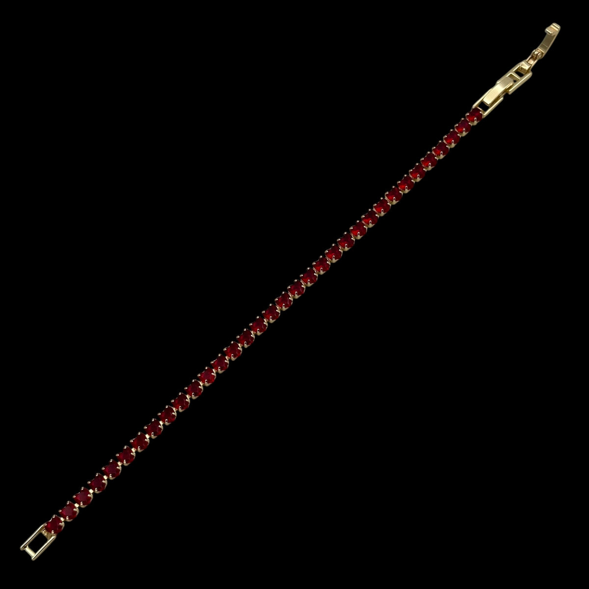 Bratara Tennis Love Red Placata cu Aur 18K