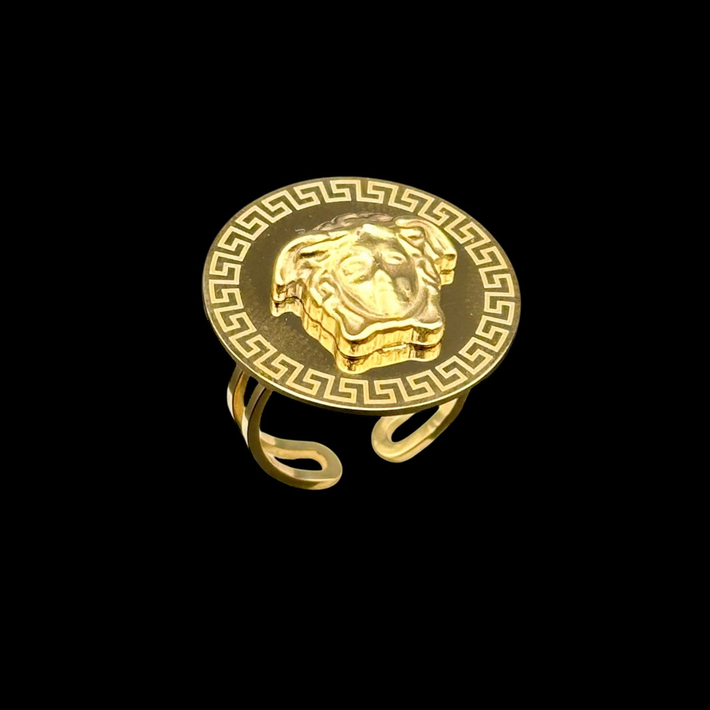 Inel reglabil Medusa Placat cu Aur 18K
