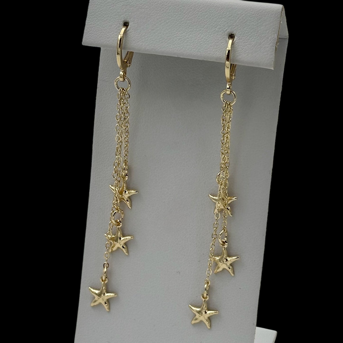 Cercei Long Stars Placați cu Aur 18K