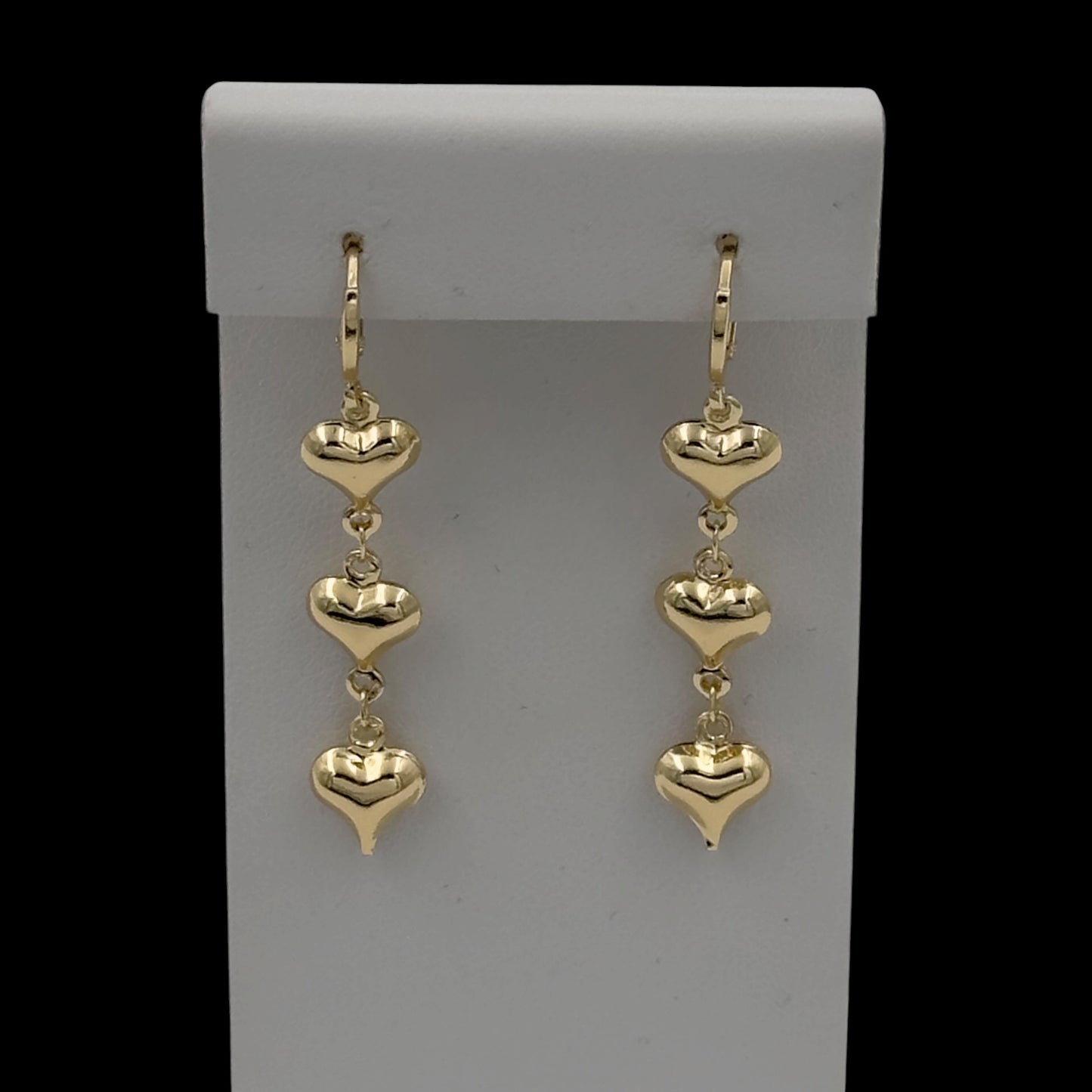 Cercei Triple Heart Placati cu Aur 18K