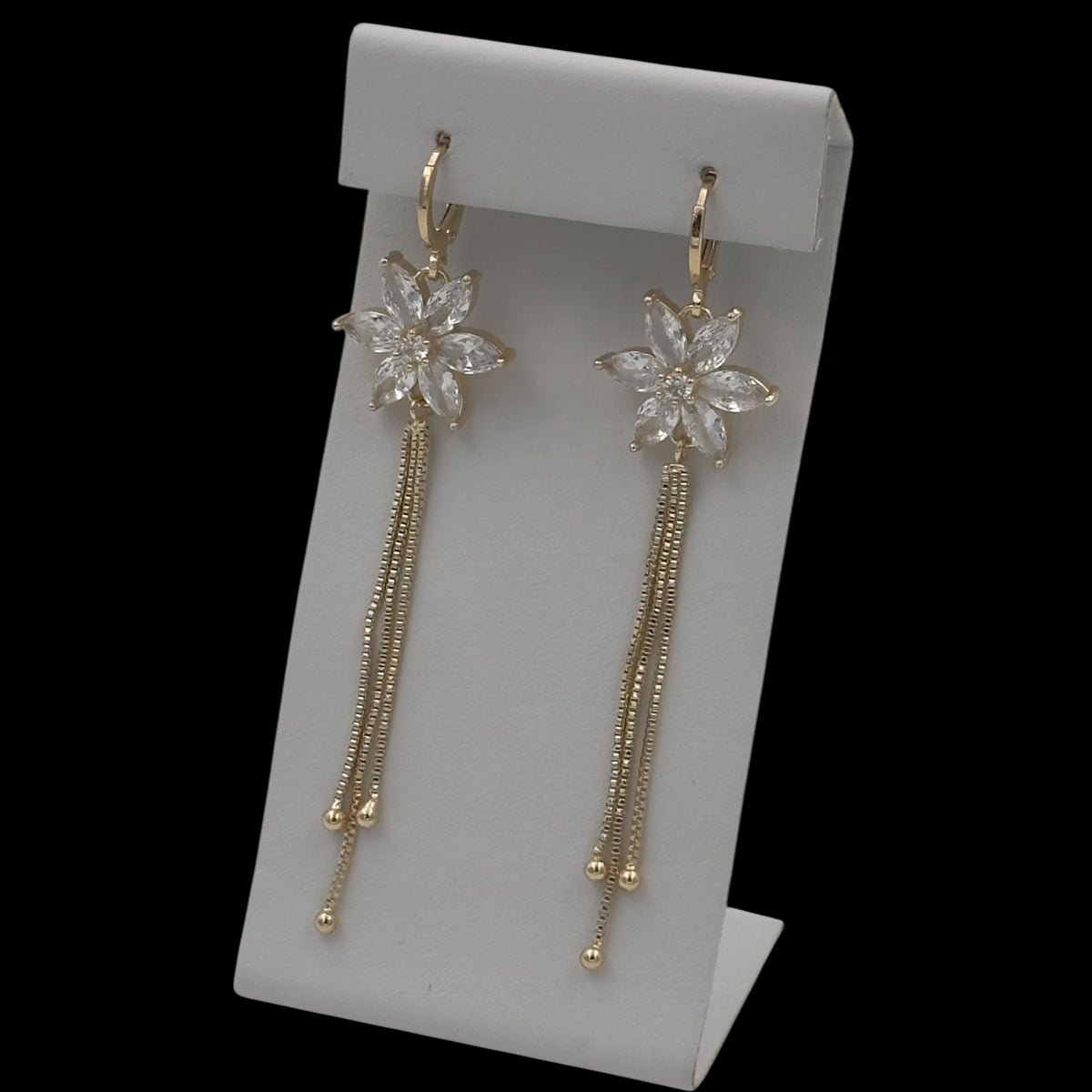 Cercei Long Flower Placati cu Aur 18K