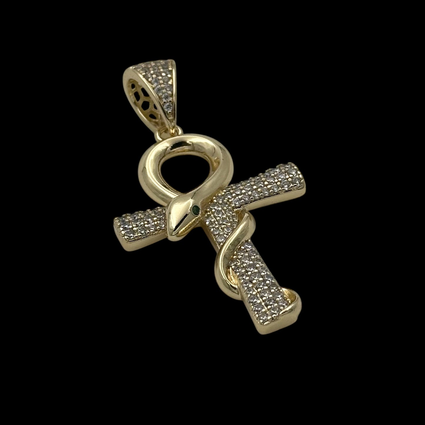 Pandantiv Serpent Cross Placat cu Aur 18K